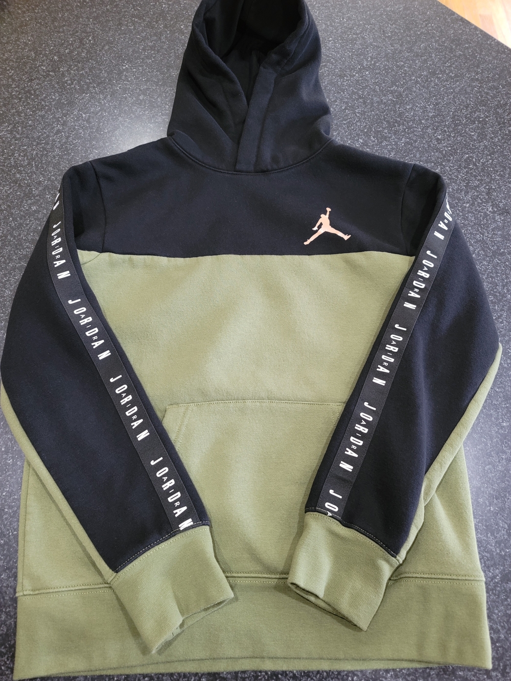 Jordan Men’s Black & Olive Crewneck Pullover with Logo Tape
